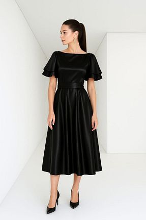 لباس مجلسی و فارغ التحصیلی مشکی زنانه ساتن ESSEDRESS - کد 813794734