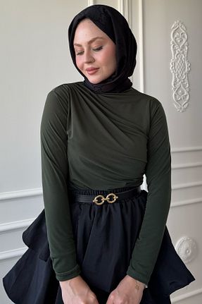 بلوز حجاب خاکی زنانه پنبه ای InStyle - کد 932124029