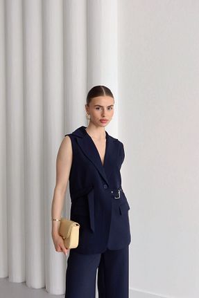 کت بلیزر سرمه ای زنانه بافتنی Ekim Store - کد 932169815