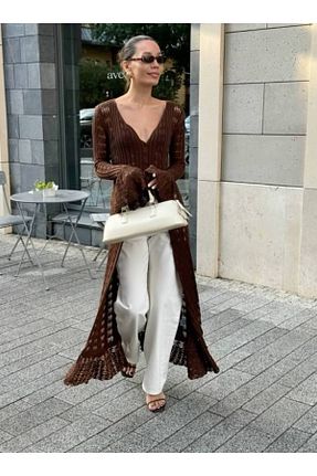 لباس قهوه ای زنانه تریکو vişneli - کد 932185412