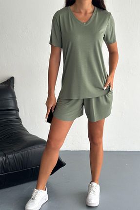ست بالاتنه و پائین تنه خاکی زنانه بافتنی İstangül Butik - کد 932193425