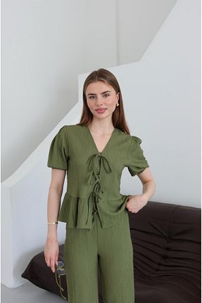 ست بالاتنه و پائین تنه خاکی زنانه بافتنی Ekim Store - کد 932187308