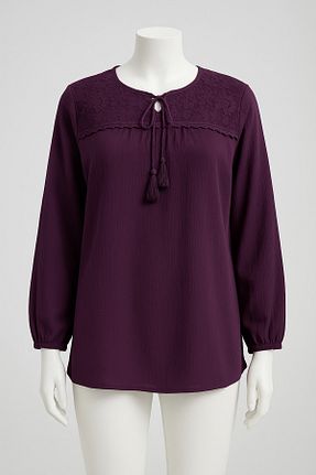 بلوز بنفش زنانه ساده nacar çarşı - کد 932246241
