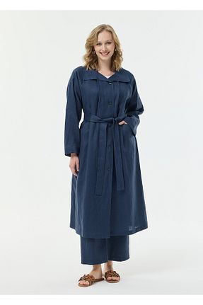 کلاه و ابایا سرمه ای زنانه کتان Armağan - کد 932251418