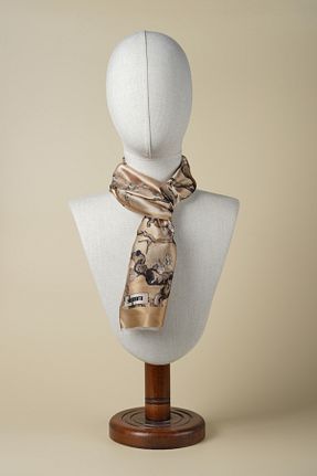 دستمال گردن بژ زنانه ابریشم silqoora - کد 932338738