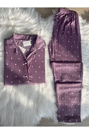 ست لباس راحتی بنفش زنانه ساده Pijamacs - کد 835209292