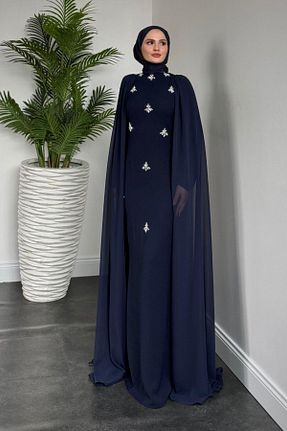 لباس مجلسی حجاب سرمه ای MERVEN AKYÜZ - کد 932920612