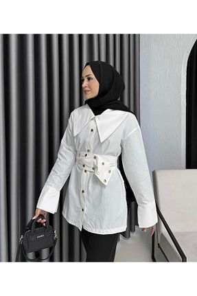 پیراهن سفید زنانه رگولار YS BUTİK - کد 932380701