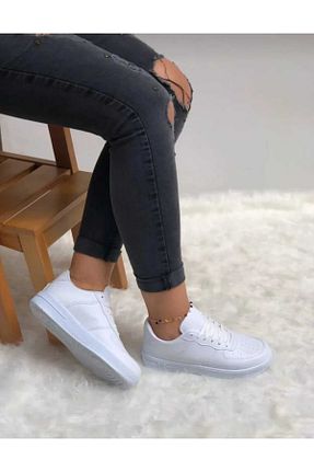 کفش اسنیکر سفید زنانه بند دار KDY - کد 932371711