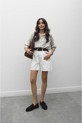 شلوارک و برمودا نباتی زنانه فاق بلند Havoş - کد 833493997