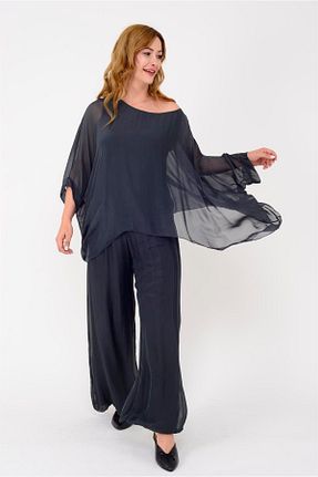 ست بالاتنه و پائین تنه طوسی زنانه بافتنی Bohem Stil - کد 745534738