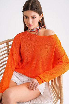 پلیور نارنجی زنانه ساده Mixray - کد 932489494