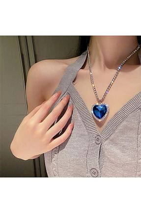 گردنبند جواهر سرمه ای زنانه برنجی byozanyılmaz - کد 932531561