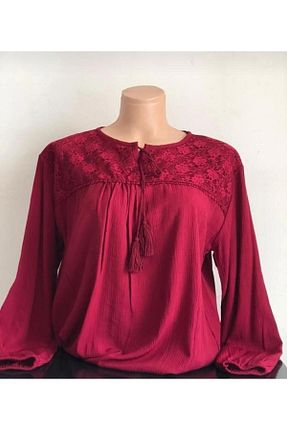 بلوز حجاب زرشکی زنانه رگولار Kuraff Giyim - کد 932527831