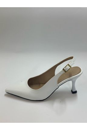 کفش پاشنه بلند کلاسیک سفید زنانه چرم LINASHOES07 - کد 933171048