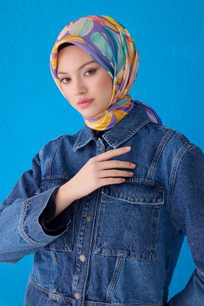 روسری رنگی کرپ ساتن ابریشم Belli - کد 927397474
