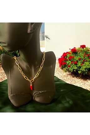 گردنبند استیل ( فولاد ) زرد زنانه استیل ضد زنگ IDORIA - کد 932540340