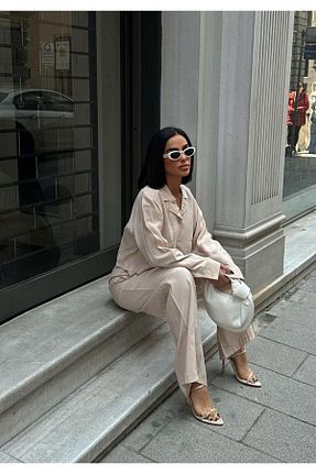 ست بالاتنه و پائین تنه بژ زنانه بافتنی Castivo Fashion - کد 932539453