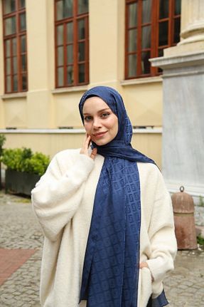 شال آبی زنانه پلی ساتن Hint İpek - کد 932579168