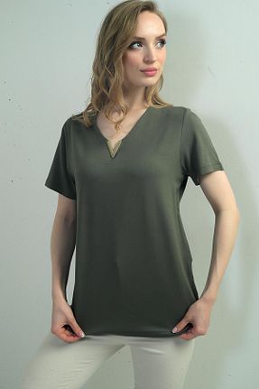 بلوز خاکی زنانه ساده By Saygı - کد 932601694