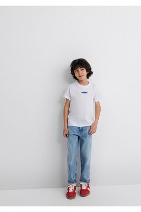 تیشرت سفید بچه گانه یقه دوچرخه Mavi - کد 121786503