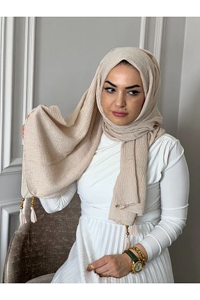 شال بژ زنانه پنبه ای NEDEFİT - کد 932597134
