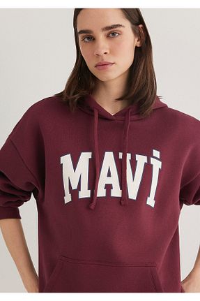 سوئیشرت زرشکی زنانه چاپی Mavi - کد 753964151