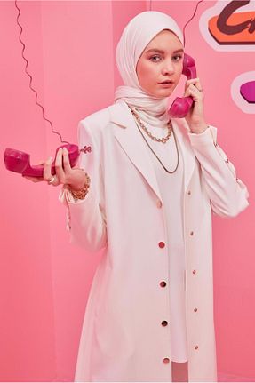 ترنچکت حجاب سفید زنانه مخلوط پلی استر Alvina - کد 807517471