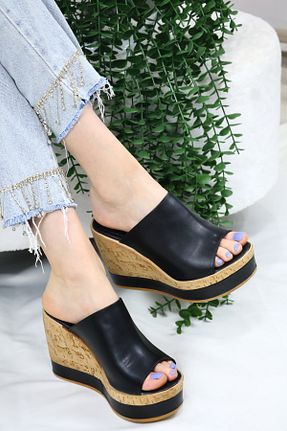 دمپائی مشکی زنانه چرم مصنوعی asmi shoes - کد 932667866