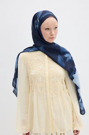 شال سرمه ای زنانه پنبه ای cs camellia scarf - کد 932661803