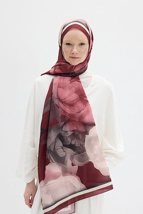 شال زرشکی زنانه پنبه ای cs camellia scarf - کد 932661571