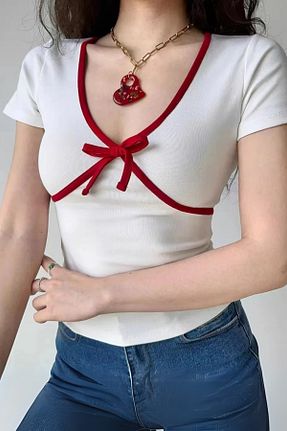تیشرت سفید زنانه رگولار Köstebek - کد 932701962