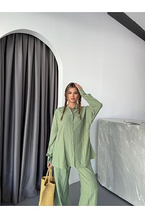 ست بالاتنه و پائین تنه سبز زنانه بافتنی MODA - کد 932711131