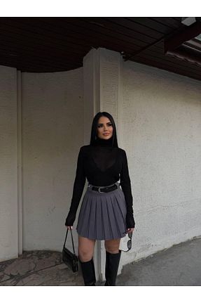دامن طوسی زنانه بافتنی ALREMİYA - کد 932726698