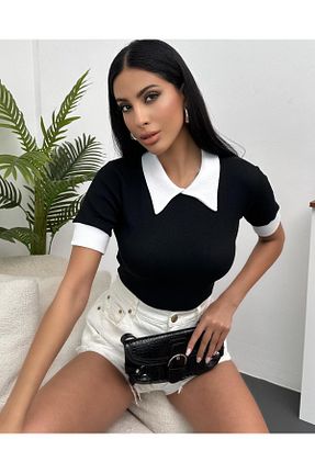 بلوز مشکی زنانه پلنگی Genel Markalar - کد 835224540