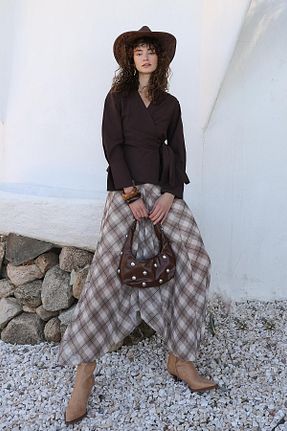 دامن بژ زنانه ساده Olcay - کد 930851464