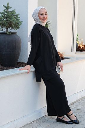 ست بالاتنه و پائین تنه مشکی زنانه بافتنی LOCCO - کد 736901161