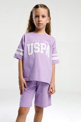 ست بالاتنه و پائین تنه بنفش بچه گانه بافت U.S. Polo Assn. - کد 933279478