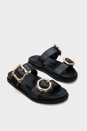 دمپائی مشکی زنانه چرم مصنوعی Capone Outfitters - کد 932756415