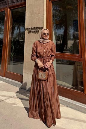 لباس حجاب قهوه ای زنانه کلوش NAGE COLLECTION - کد 932757195