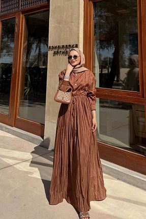 لباس حجاب قهوه ای زنانه کلوش NAGE COLLECTION - کد 932757195