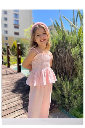ست بالاتنه و پائین تنه صورتی بچه گانه بافتنی My Kids Wear - کد 929059566