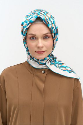 روسری فیروزه ای 90 x 90 Setrms - کد 932760626
