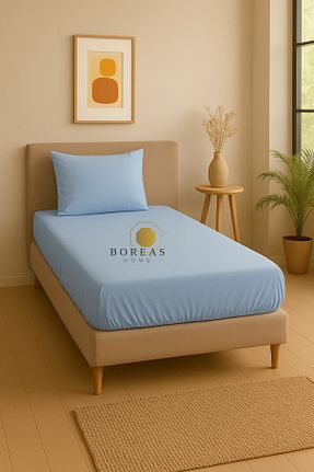 ست ملحفه تکنفره آبی پنبه ای Boreas Home - کد 932759989