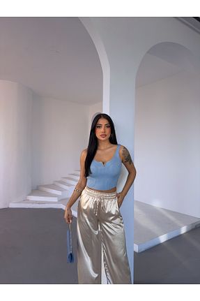 بلوز آبی زنانه ساده kenza