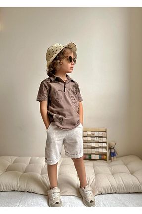 ست بالاتنه و پائین تنه قهوه ای بچه گانه بافتنی YİGİT BUTİK - کد 817190662