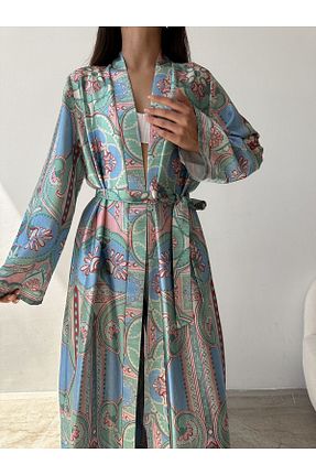 کافتان و کیمونو حجاب آبی زنانه پلی استر Swan Woman - کد 902828590