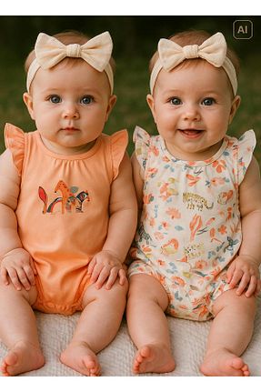 ست نوزادی صورتی بچه گانه پنبه ای kitikate - کد 926354281