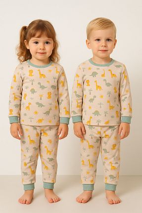 ست لباس راحتی فیروزه ای بچه گانه چاپی aden kids - کد 878120182
