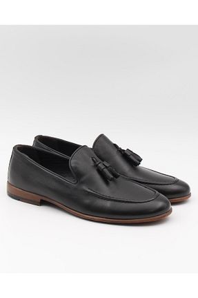 کفش کژوال مشکی مردانه چرم خالص Nesil Shoes - کد 118650065